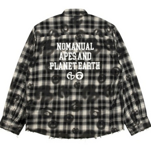 노매뉴얼x에이프 콜라보 한정판 체크셔츠 XL