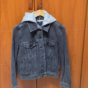 타미힐피거 흑청 후드 데님자켓