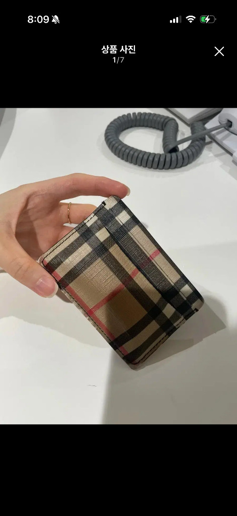 체크 패턴 카드지갑--0