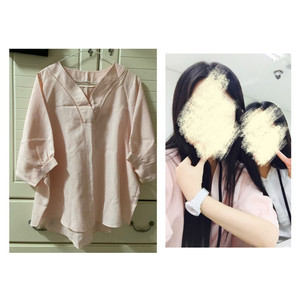 루즈핏 핑크 블라우스 셔츠 (빅사이즈 66 77) 이미지