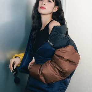 수프라 패딩 컬러 배색 숏다운 자켓 m 10만원 팝니다