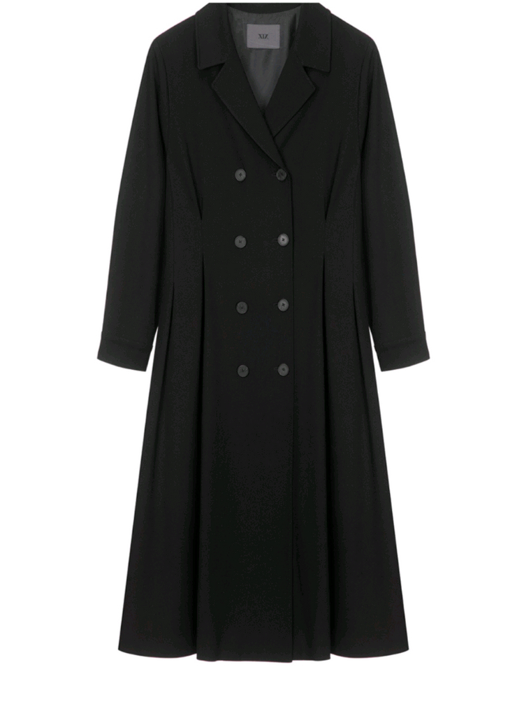 XIX 여성 롱코트 테일러드 더블 트렌치형 원피스 블랙 이미지