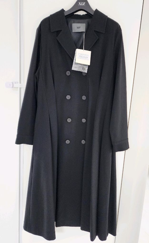 XIX 여성 롱코트 테일러드 더블 트렌치형 원피스 블랙 이미지