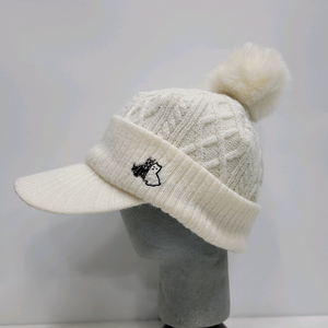 블랙앤화이트 울 니트 골프 모자 / FREE 아이보리