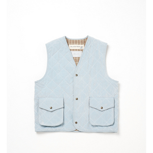 새상품 비아플레인 스웨이드 퀼팅 조끼 스카이블루