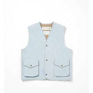 새상품 비아플레인 스웨이드 퀼팅 조끼 스카이블루