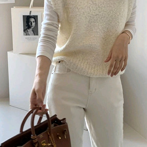 데일리룩 알파카부클베스트 + 울텐션 스판폴라