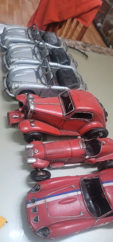 희귀 빈티지 핸드메이드 양철 자동차 - 제임스 딘 포르쉐 등 6종 가구배치 목적으로 오랜기간 취미로한 옛물건장식장에 이미지