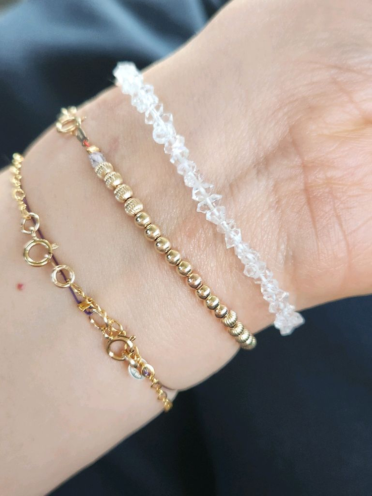 14k USA3미리통통 볼팔찌--1