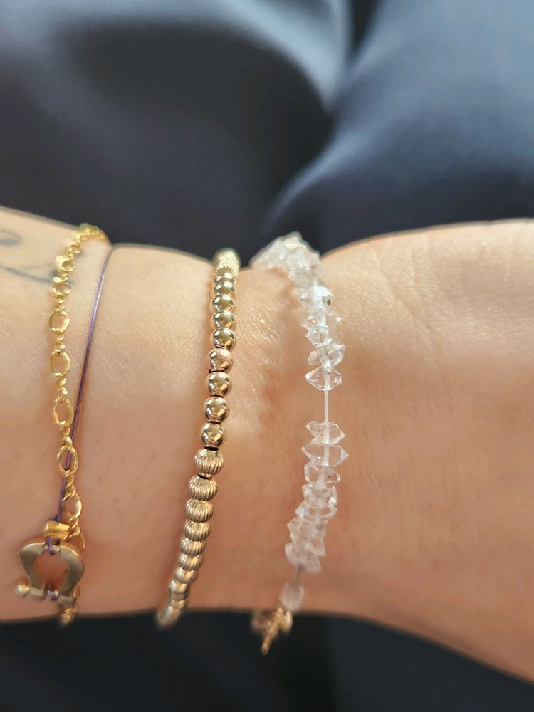 14k USA3미리통통 볼팔찌--2