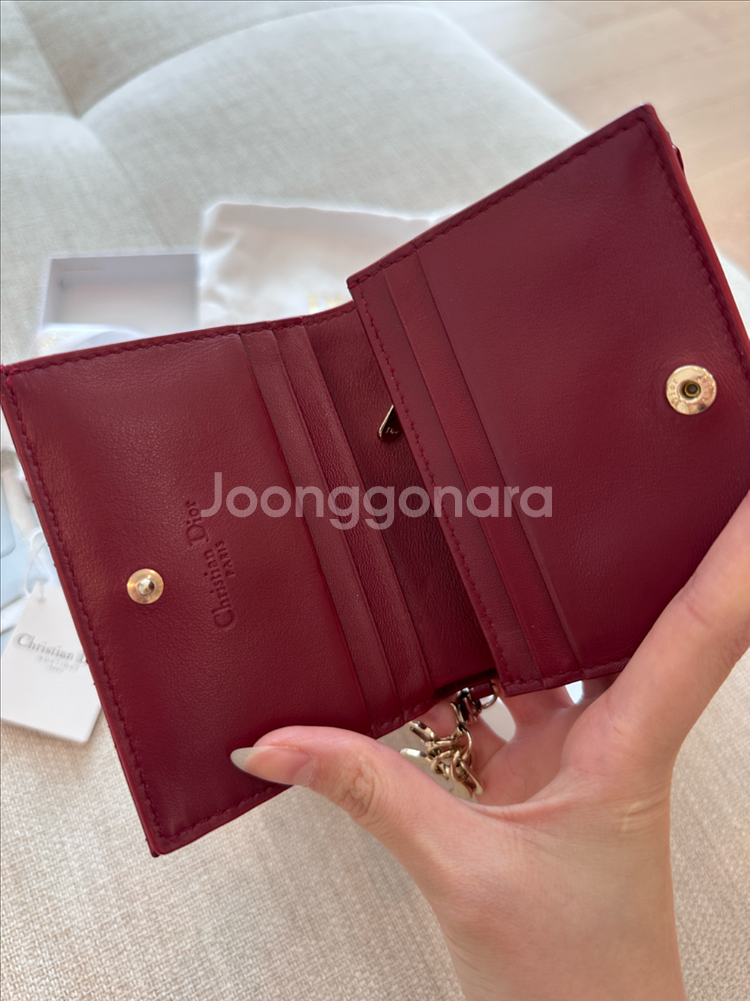 디올 레이디 반지갑 체리레드--2