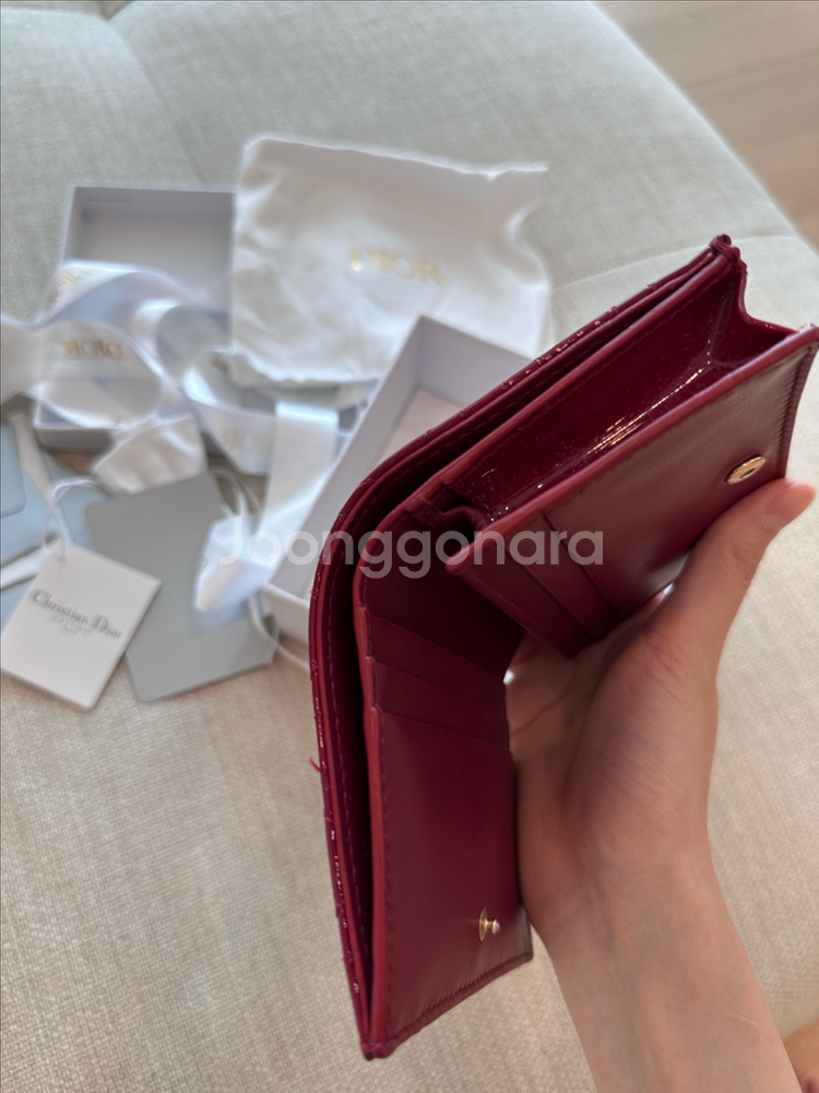 디올 레이디 반지갑 체리레드--3