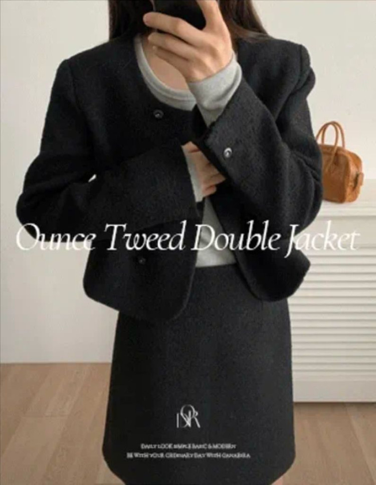 가내스라 온스 트위드 더블자켓 블랙--1