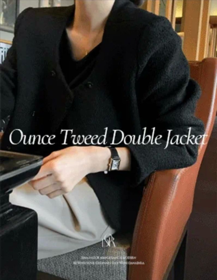 가내스라 온스 트위드 더블자켓 블랙--2