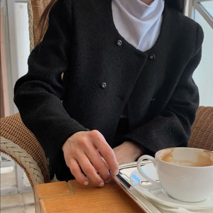 가내스라 온스 트위드 더블자켓 블랙