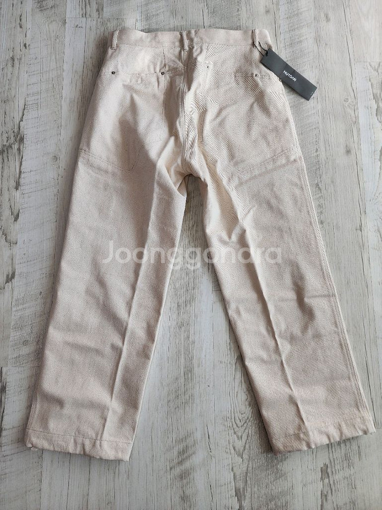 (새상품)HUTOAN 후톤 크림 퍼티그 데님 팬츠 L(32~33)인치 화이트 바지--1