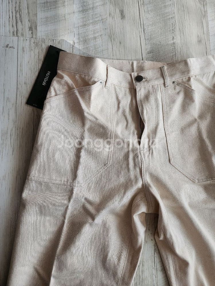 (새상품)HUTOAN 후톤 크림 퍼티그 데님 팬츠 L(32~33)인치 화이트 바지--2