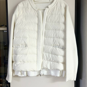 니트 블록 오리털 점퍼 경량패딩 한섬 마인 스타일