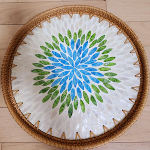 라탄 자개문양 트레이~ 새상품