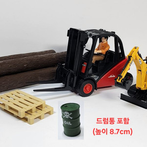 브루더 지게차 + 미니 포크레인 + 사람 + 통나무