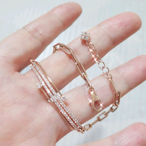 14k 로즈골드 라운드 스틱 링크체인 팔찌 (2.05돈)