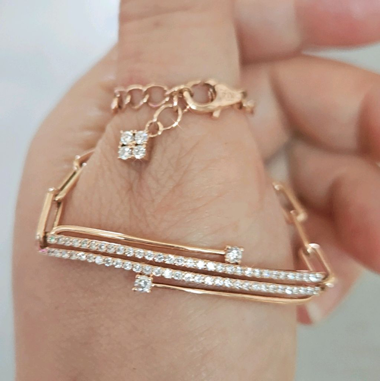 14k 로즈골드 라운드 스틱 링크체인 팔찌 (2.05돈)--2