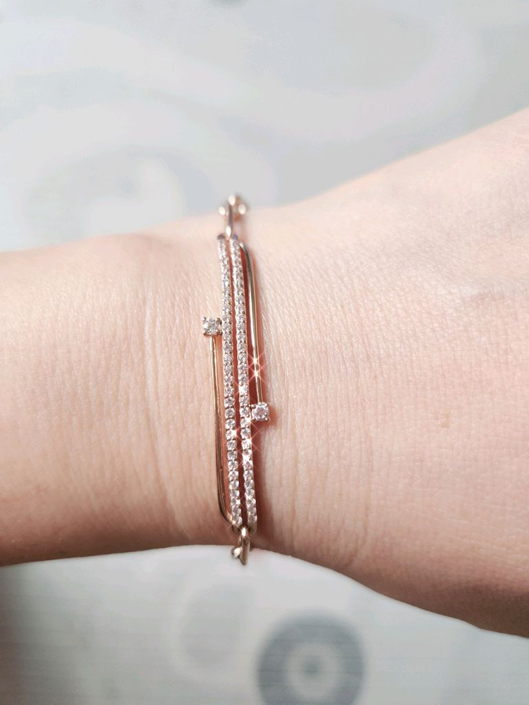 14k 로즈골드 라운드 스틱 링크체인 팔찌 (2.05돈)--4