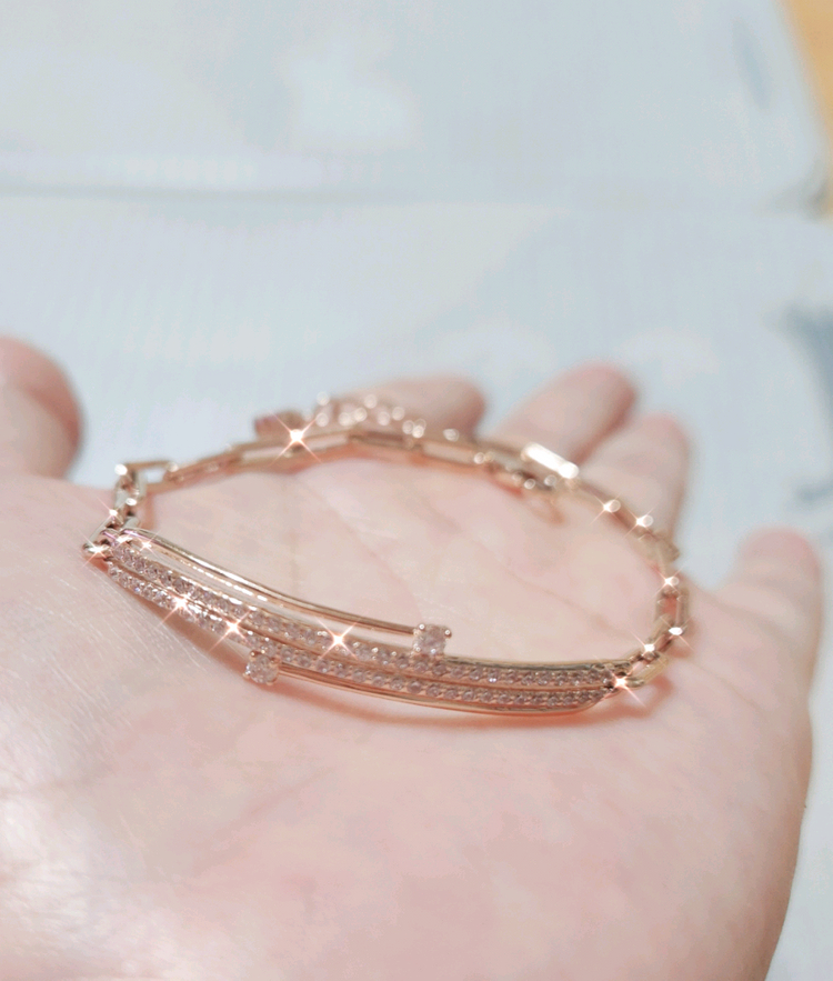 14k 로즈골드 라운드 스틱 링크체인 팔찌 (2.05돈)--7