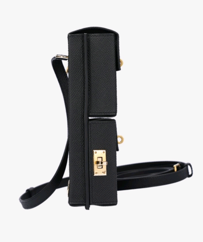 에르메스 켈리 멀티 포켓 앱송 누아 금장 지갑 가방--2