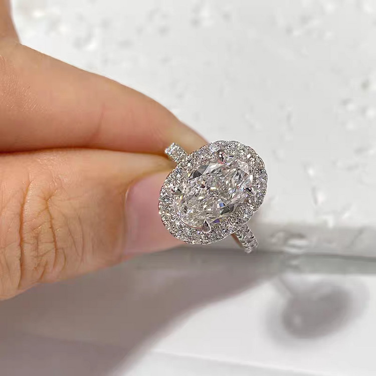 Oceanora 랩 그로운 다이아몬드 PT950 여성용 웨딩 반지--1