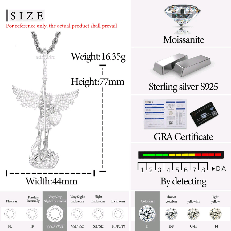 Oceanora 18K 골드 도금 모이사나이트 엔젤 크로스 펜던트--5