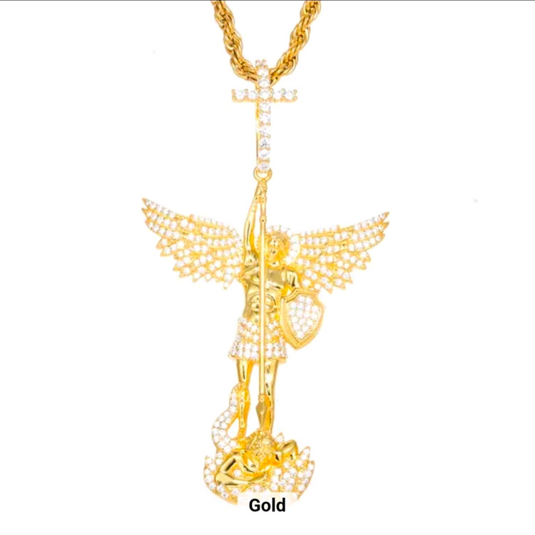 Oceanora 18K 골드 도금 모이사나이트 엔젤 크로스 펜던트--6