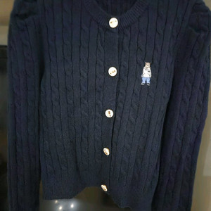 곰 자수 니트 스웨터(숏기장)