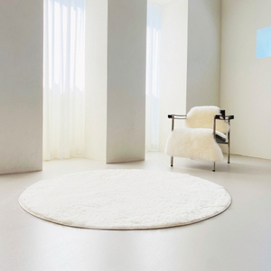 한일카페트 터치미 원형 샤기 극세사 러그 170 아이보리