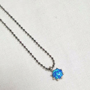 핸드메이드 합성오팔 이태리체인 목걸이 (925은)-46cm 이미지