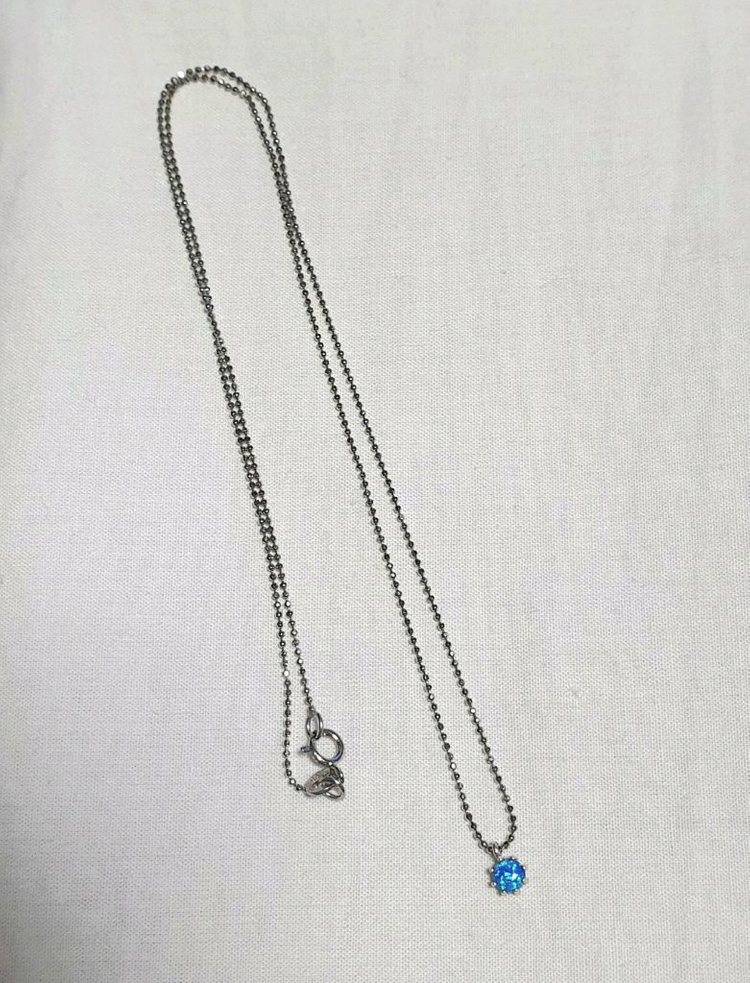 핸드메이드 합성오팔 이태리체인 목걸이 (925은)-46cm 이미지