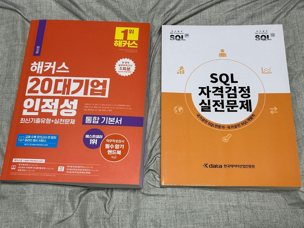 AIFA AICPA 교재, 해커스 인적성, SQLD 노랭이 이미지