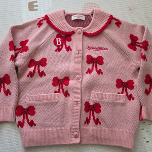 (미착용) 베베드피노 퍼프 리본 카라 스웨터 가디건 120사이즈