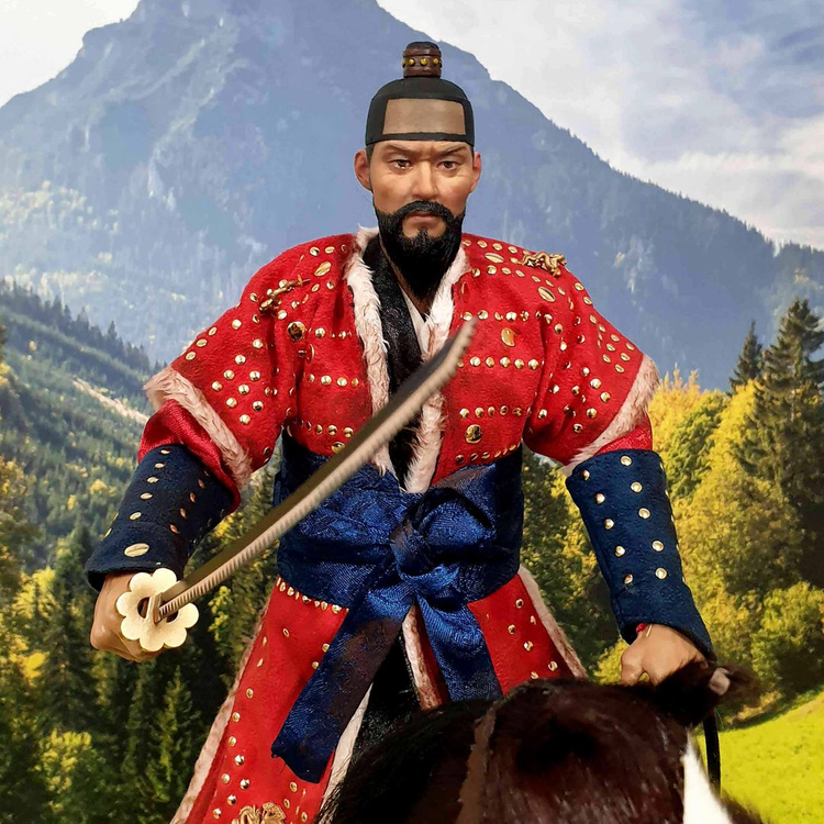 쿠믹 이순신 홍갑+식모 갈색마 세트 12인치 피규어(핫토이 호환)--1