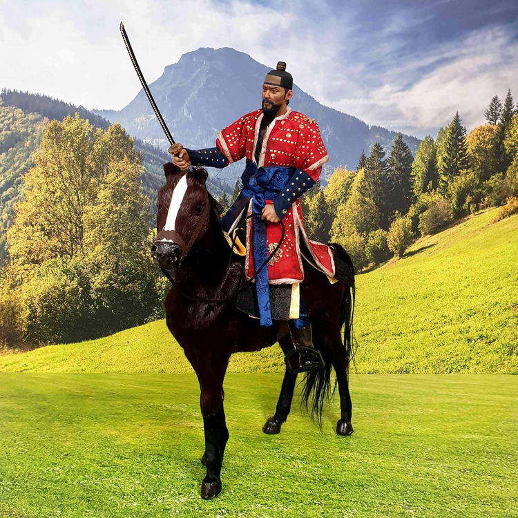 쿠믹 이순신 홍갑+식모 갈색마 세트 12인치 피규어(핫토이 호환)--3