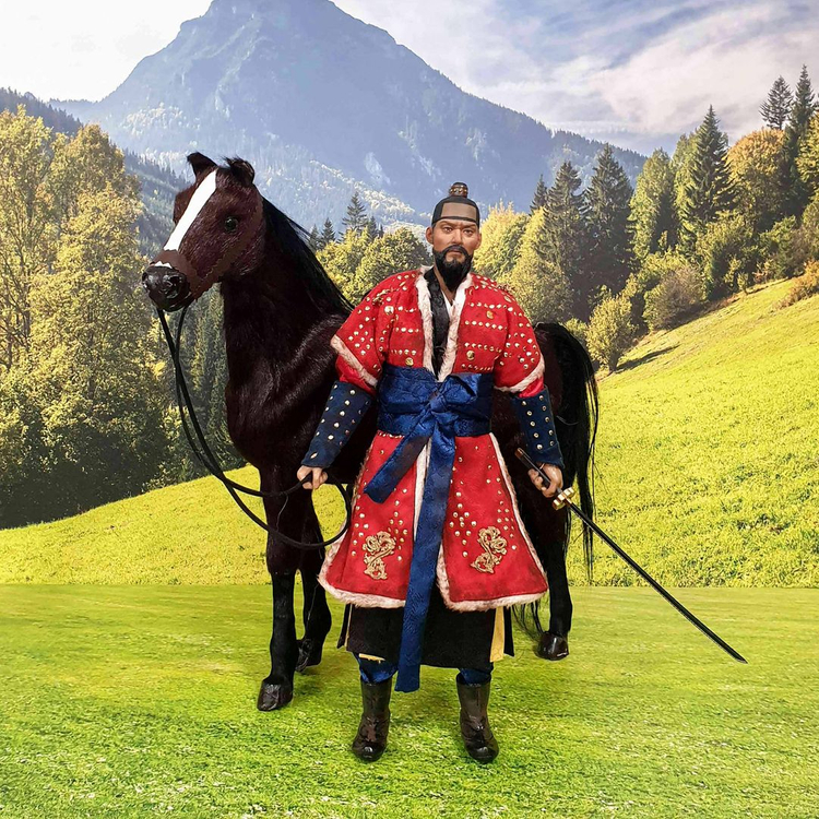 쿠믹 이순신 홍갑+식모 갈색마 세트 12인치 피규어(핫토이 호환)--5