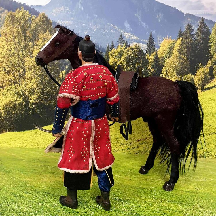 쿠믹 이순신 홍갑+식모 갈색마 세트 12인치 피규어(핫토이 호환)--6