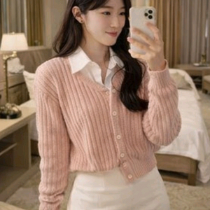 세미크롭 니트가디건 F