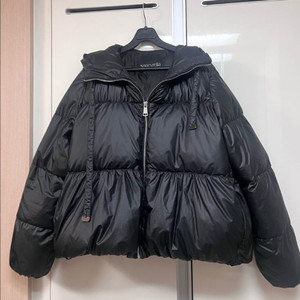 낸시렐라 구스 이불 패딩 셔링 후드 숏패딩 거위털 다운 점퍼 푸퍼 자켓 블랙 검정 이미지