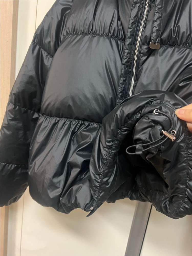 낸시렐라 구스 이불 패딩 셔링 후드 숏패딩 거위털 다운 점퍼 푸퍼 자켓 블랙 검정 이미지