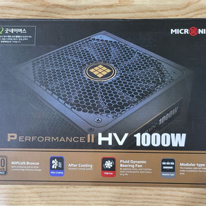 마이크로닉스 Performance II HV 1000W 80PLUS브론즈 FDB(1000w파워) 컴퓨터파워 팝니다