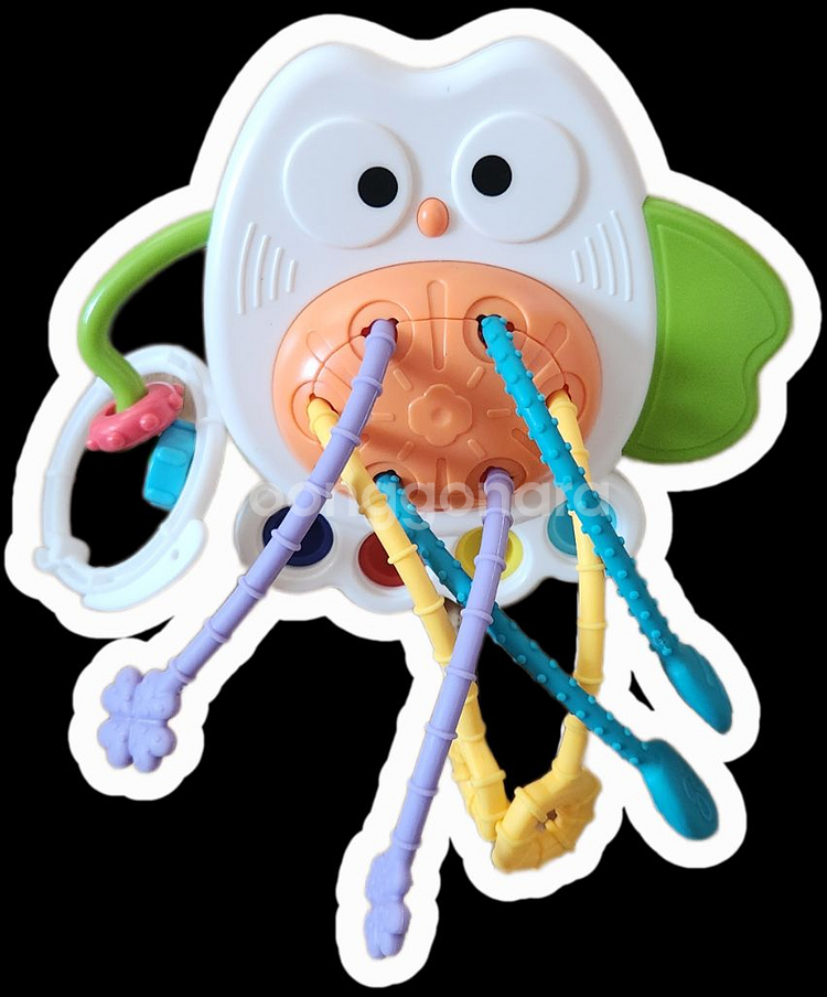 최상급 감각발달 실리콘 촉감 스트링 부엉이 유아 장난감--1