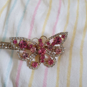 핑크큐빅 헤어핀(올림머리 /반올림머리)