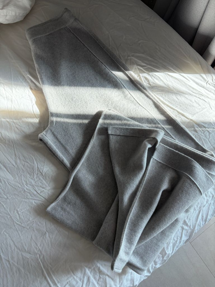 한섬 25 더캐시미어 캐시미어 슬릿 밴딩 와이드 니트 팬츠--6