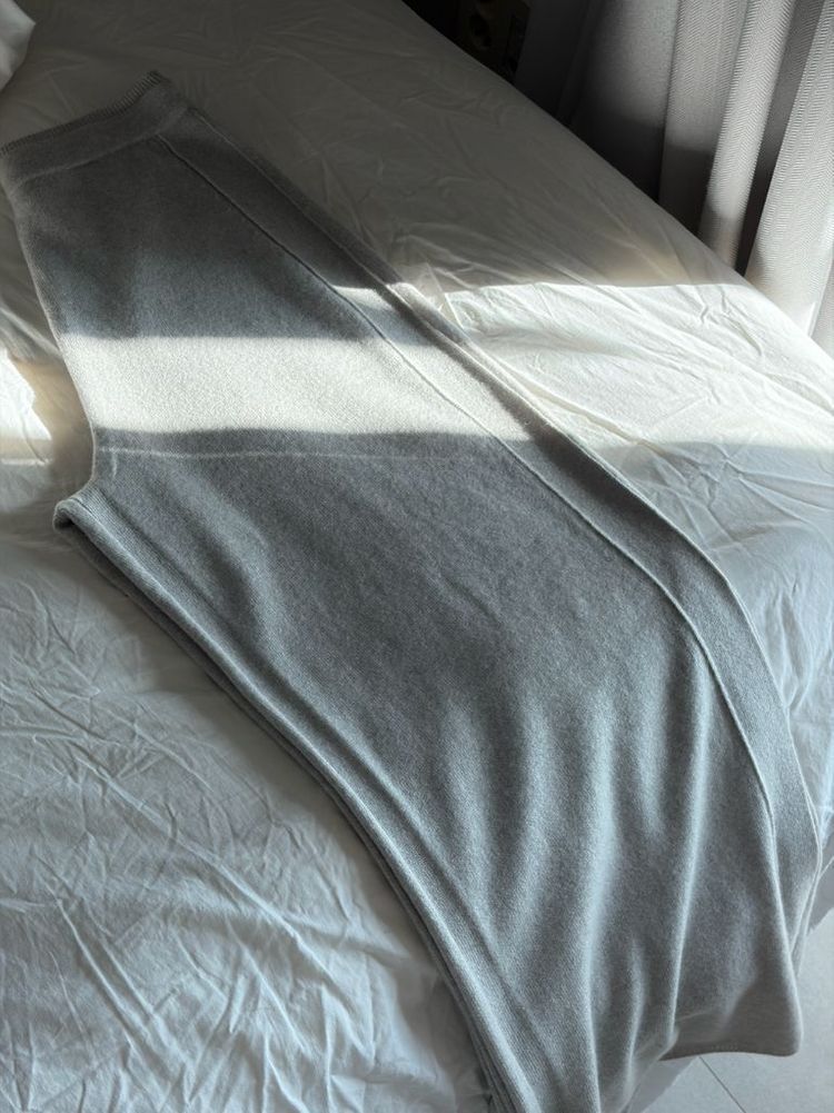 한섬 25 더캐시미어 캐시미어 슬릿 밴딩 와이드 니트 팬츠--7